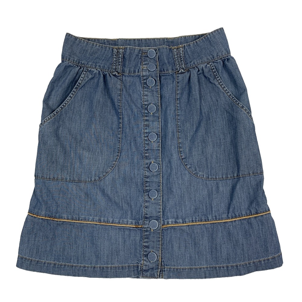 See Thru Soul Jean Skirt Blue Denim Women's 26 A-Line Button